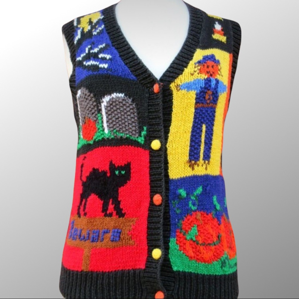 Vintage 90s Halloween Sweater Vest